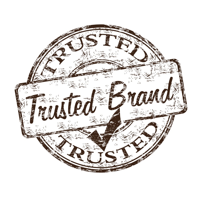 trusted brand logo stamp in brown